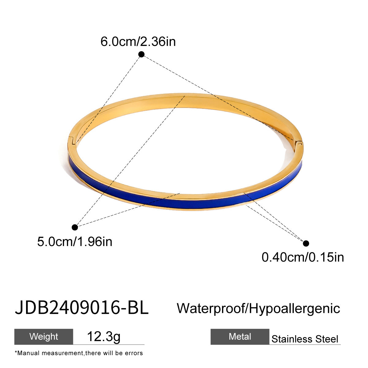 Bracciale a Polsino Minimalista Geometrico in Acciaio Inossidabile Smaltato per Donna e Uomo