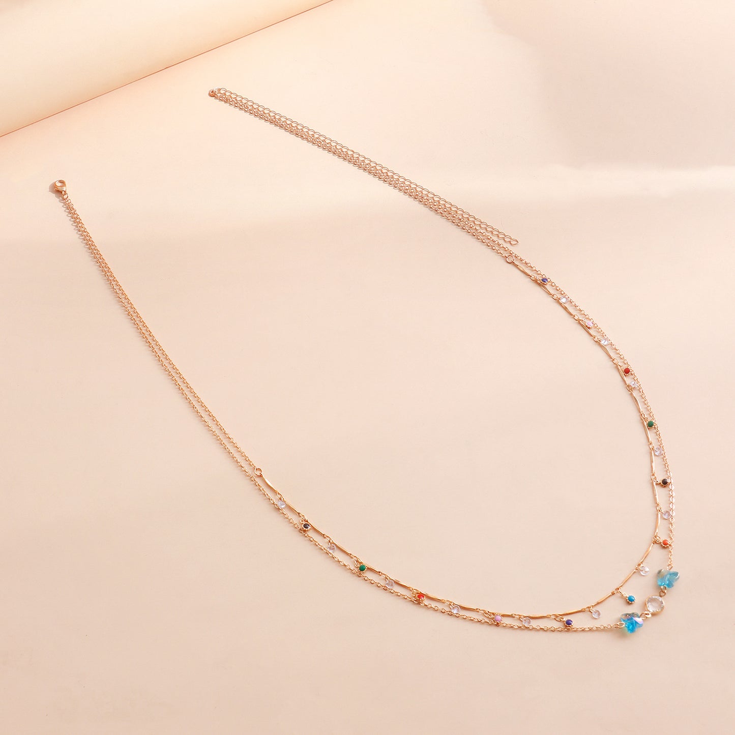 Hip-hop Casual Teardrop Drip Oil Metal Double Layer Adjustable Body Chain for Women