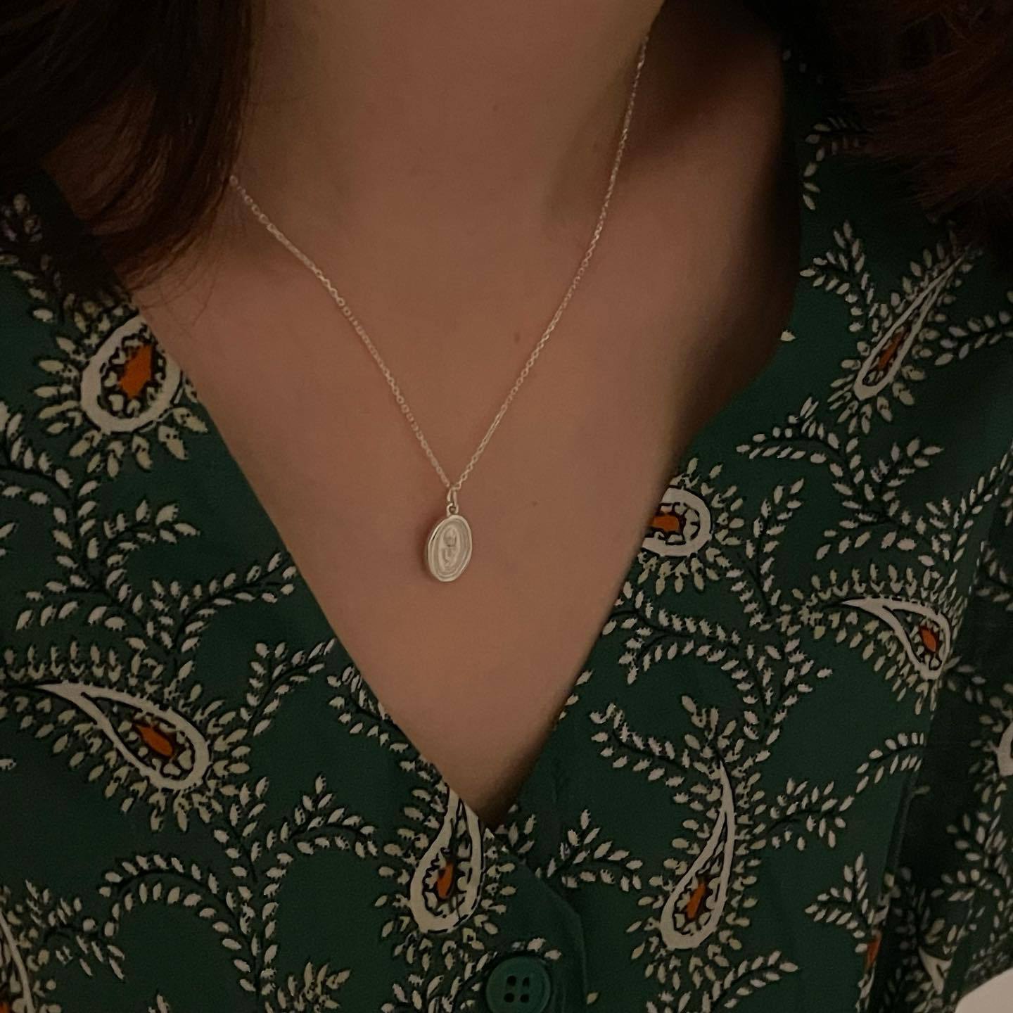 Minimalist Floral Tulip Pendant Necklace in 925 Sterling Silver with Snake Chain
