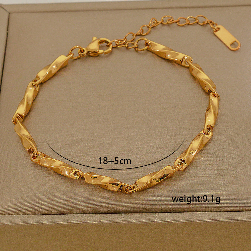Set di bracciali multistrato minimalisti in acciaio inossidabile con placcatura sottovuoto, da indossare tutti i giorni