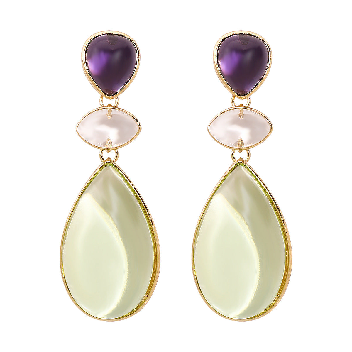 Pendientes colgantes minimalistas geométricos de aleación de acrílico y resina para mujer con postes de acero inoxidable chapado