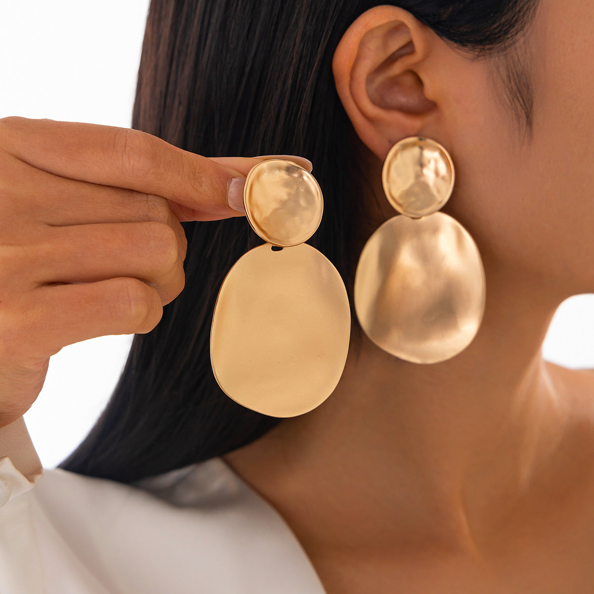 Minimalist Geometric Teardrop Dangle Earrings in Zinc Alloy with Matte Finish and Electroplated Surface for Women