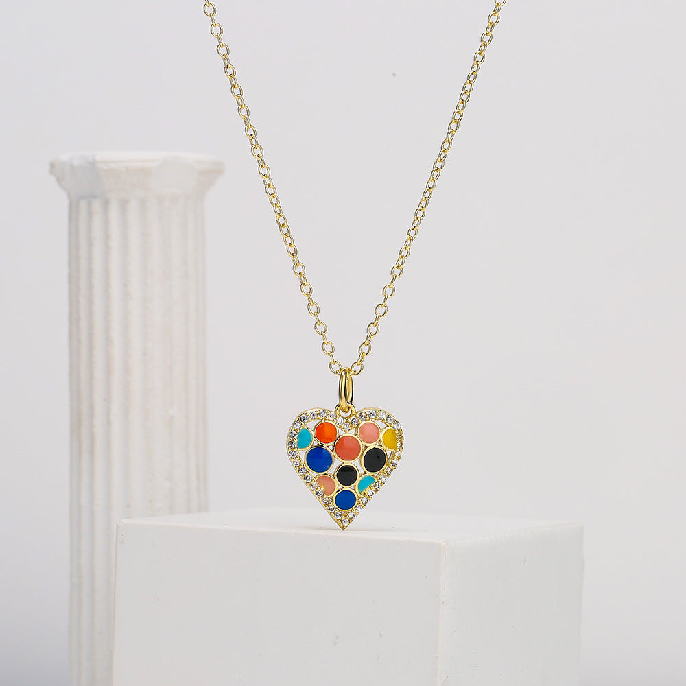 Minimalist Heart and Butterfly Pendant Necklace for Women in Copper with 18K Gold Plating, Geometric Design Locket Chain