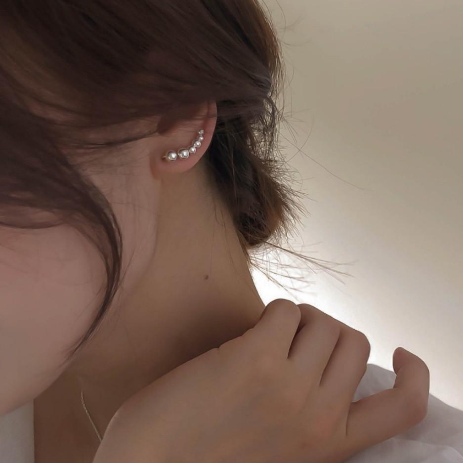 Minimalist Geometric Round Bead Earrings in Sterling Silver 925 for Women