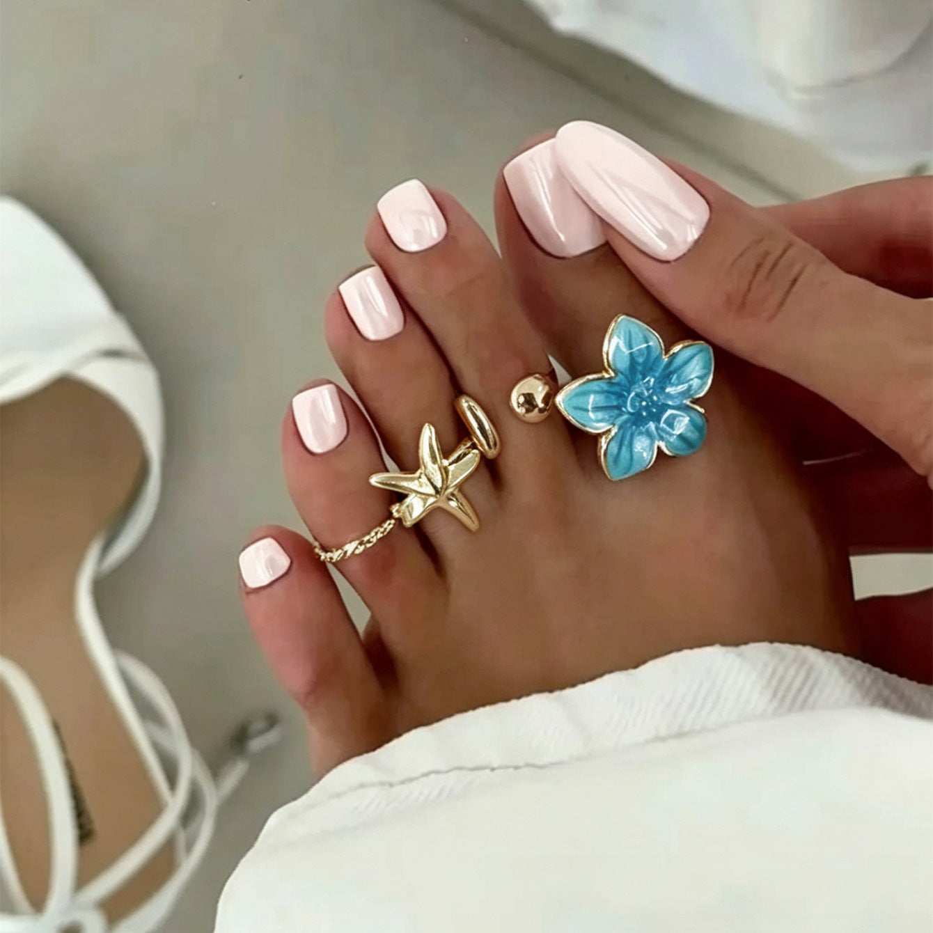 Casual Drip Oil Floral Geometric Alloy Toe Ring for Women