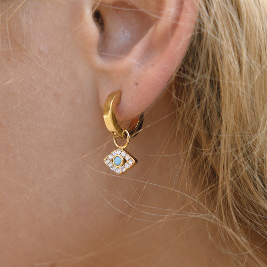 Orecchini a perno di lusso minimalisti geometrici con Occhio di Allah, placcati in oro 18 carati, in acciaio inossidabile, gioielli alla moda da donna