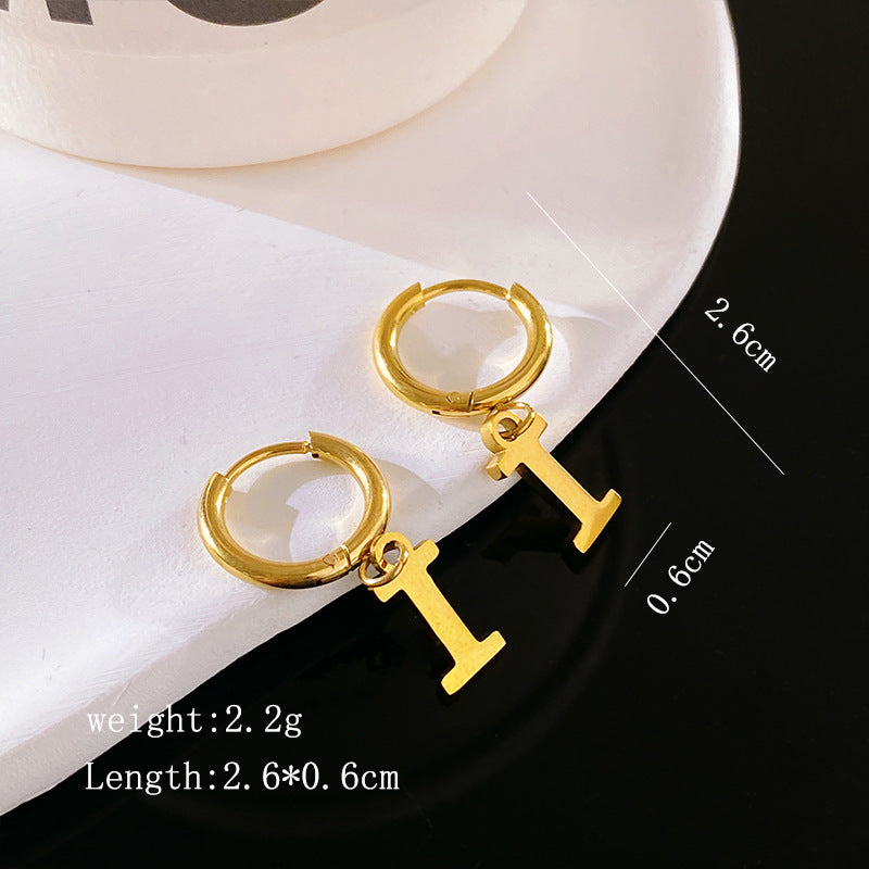 Minimalist Luxury Letter Brass Plated Earrings with Stainless Steel Posts for Women