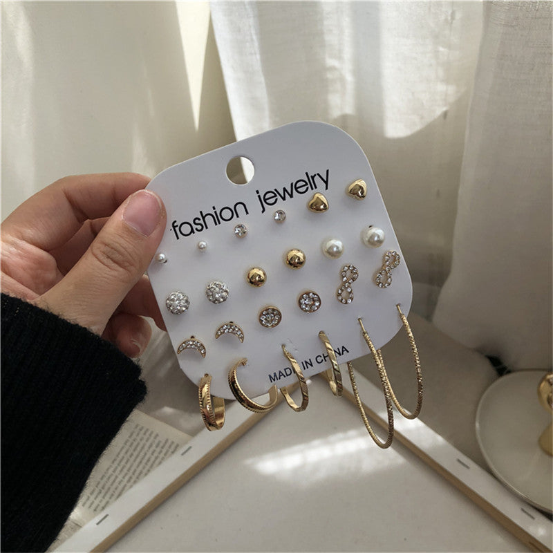 Minimalist Sweet Geometric Floral Micro-inlay Crystal Alloy Earrings for Women