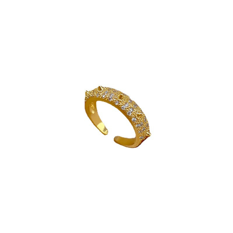 Minimalist Crown-Shaped Brass Ring with Gold Plating for Women