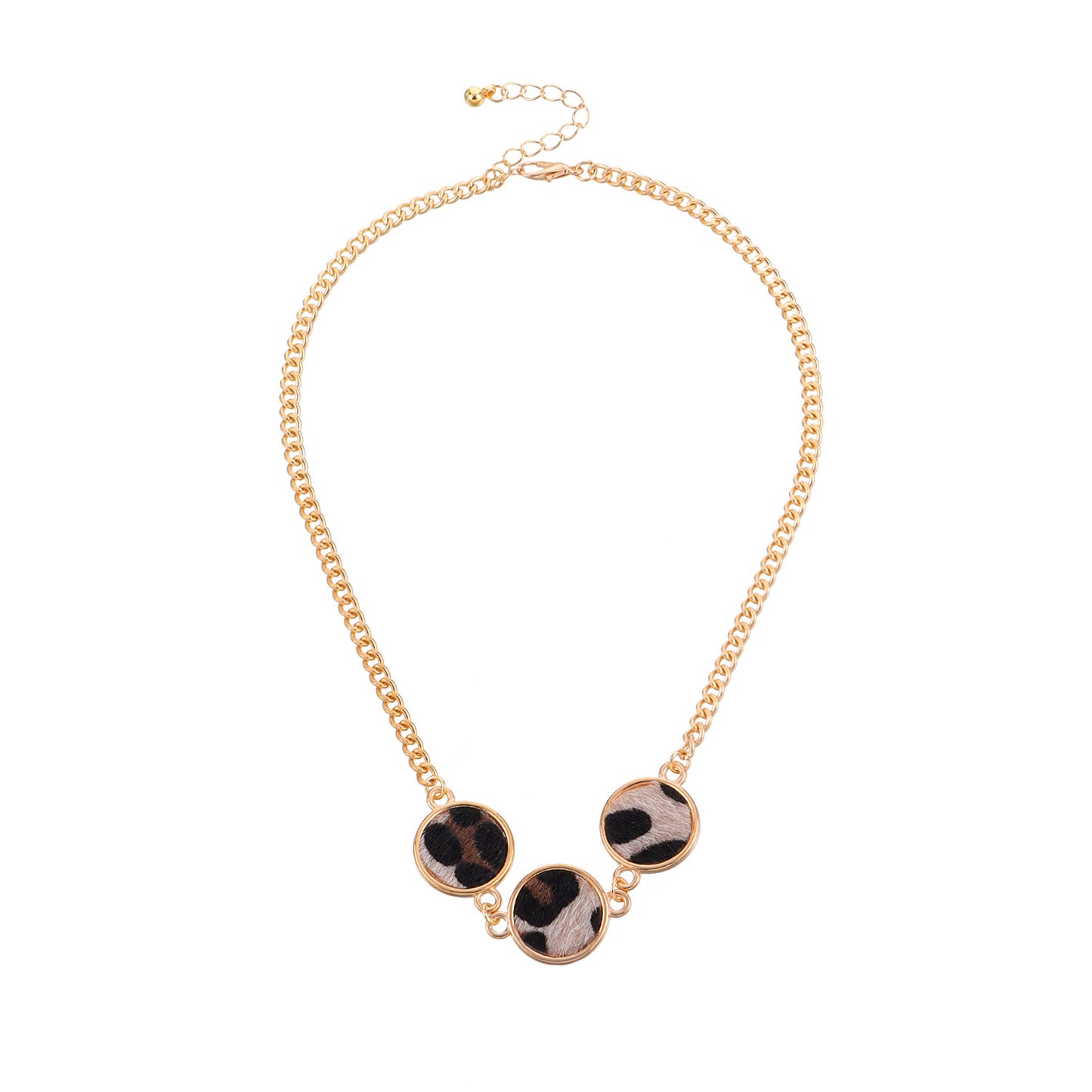 Geometric Leopard Print Alloy Pendant Necklace for Women with Plated Finish
