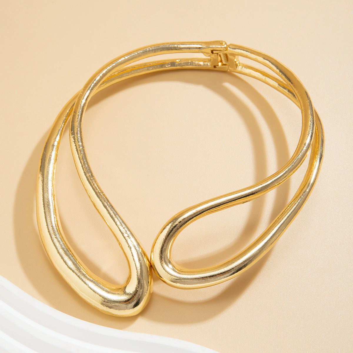 Collana girocollo a doppio strato in lega geometrica minimalista elegante per donna