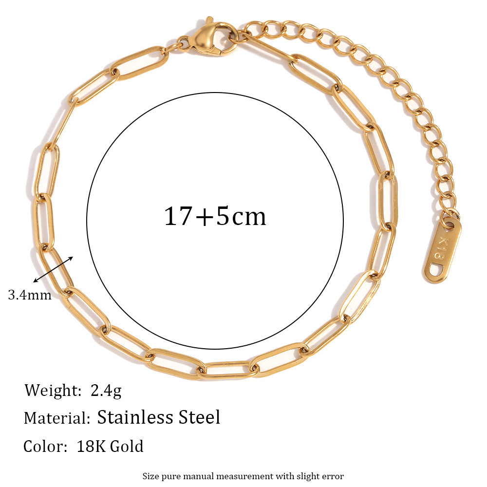 Bracciale Figaro Geometria Minimalista alla Moda da Donna in Acciaio Inossidabile con Placcatura in Oro 18K