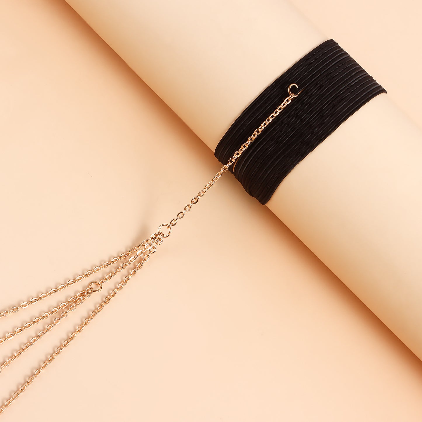 Minimalist Geometric Alloy Anklet for Women with Double-Layer Thin Chain Design