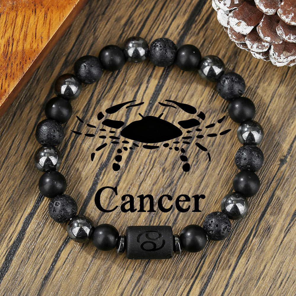 Vintage Handmade Round Volcanic Stone Beaded Bracelet Unisex