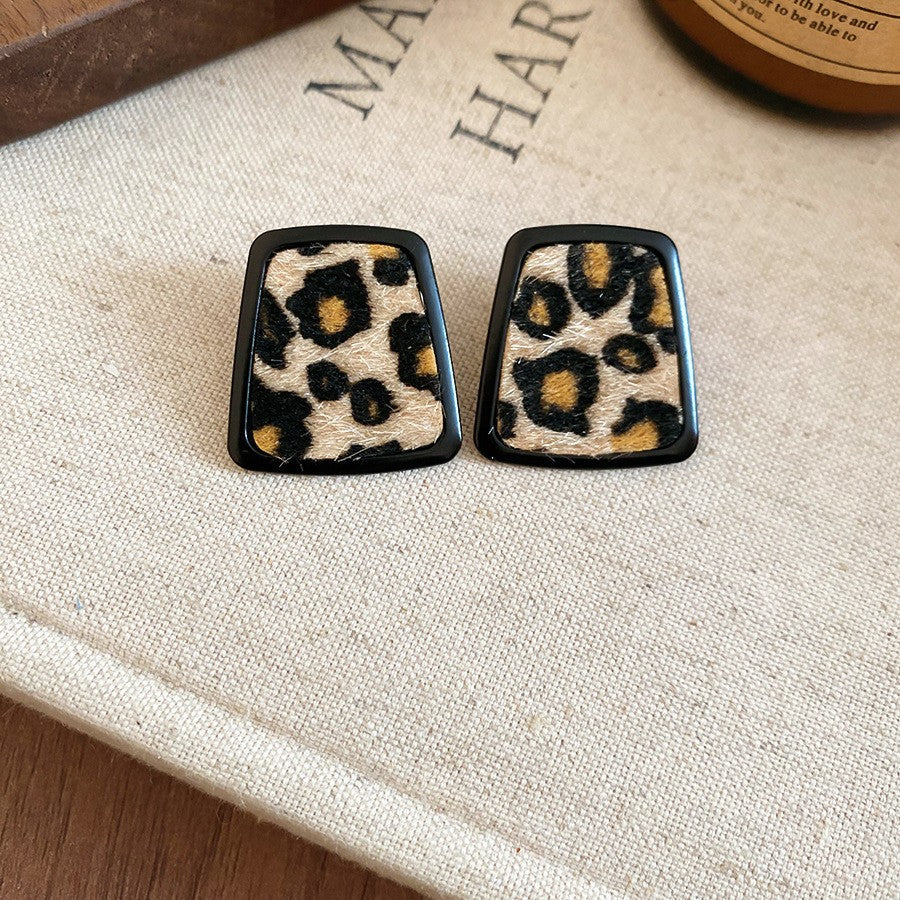 Orecchini pendenti in pelle geometrici minimalisti retrò con perni in argento sterling 925, finitura galvanizzata, da donna