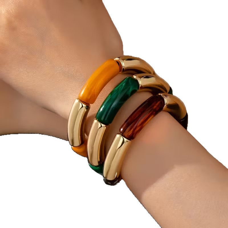 Vintage Geometric Acrylic Bracelet Unisex Fashion Bangle