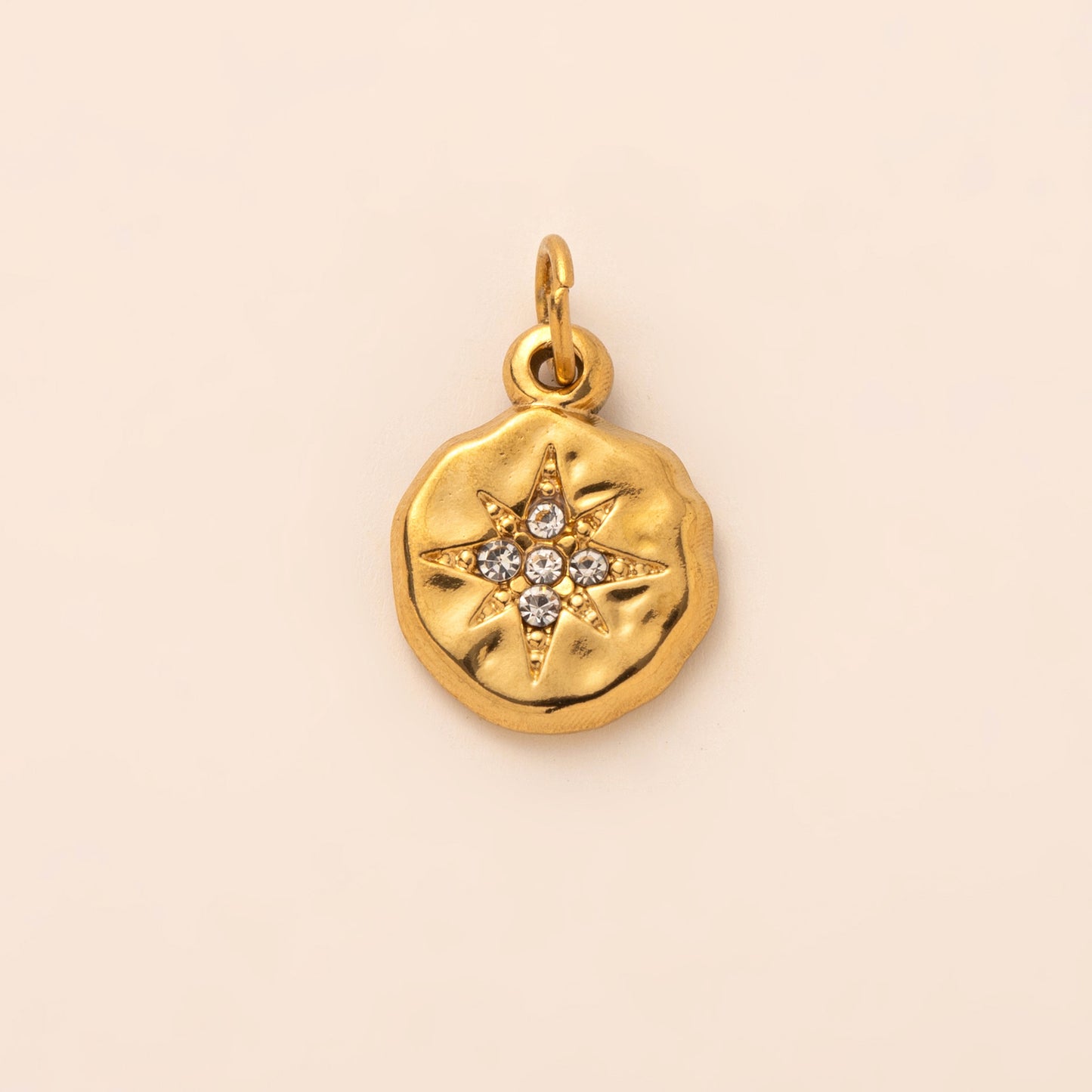 Star Teardrop Stainless Steel PVD 18K Gold Plated Pendant with Cubic Zirconia