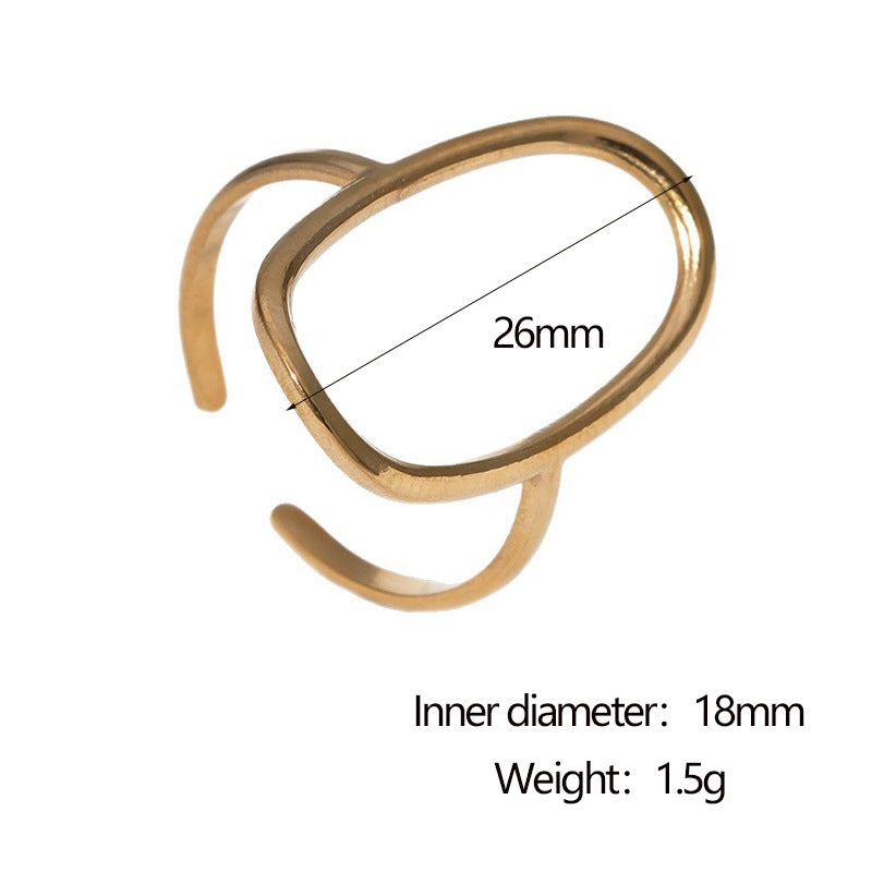Minimalist Geometric Hollow Open Ring 18K Gold Plated Stainless Steel Fashion Jewelry for Women
