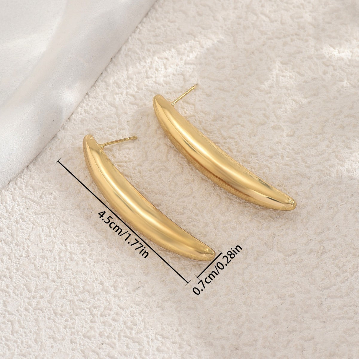 Pendientes de aleación de zinc con acabado chapado, geométricos minimalistas con forma de arco y lágrima para mujer