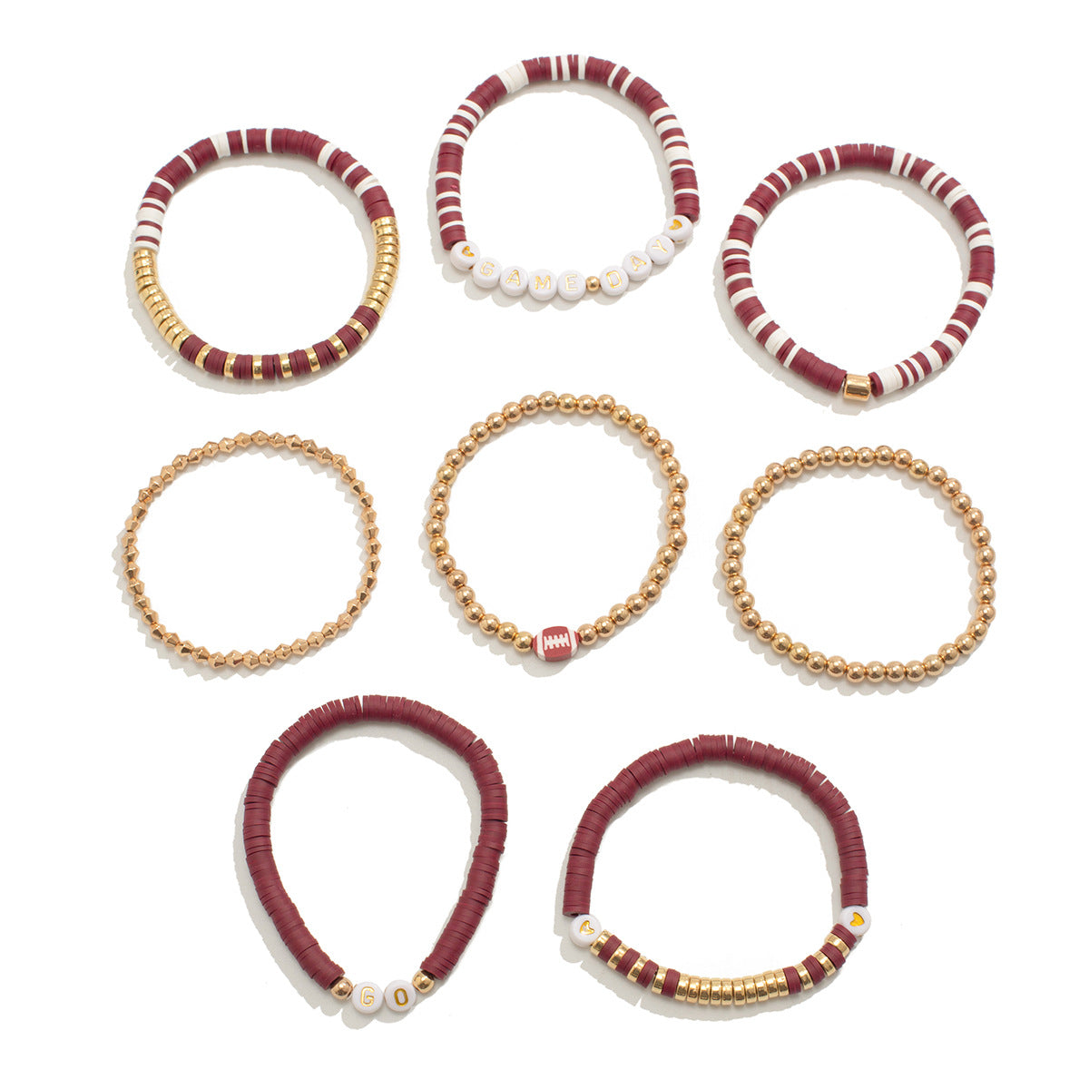 Stackable Geometric and Letter-Shaped Polymer Clay Bracelet Set for Women with Handcrafted Finish