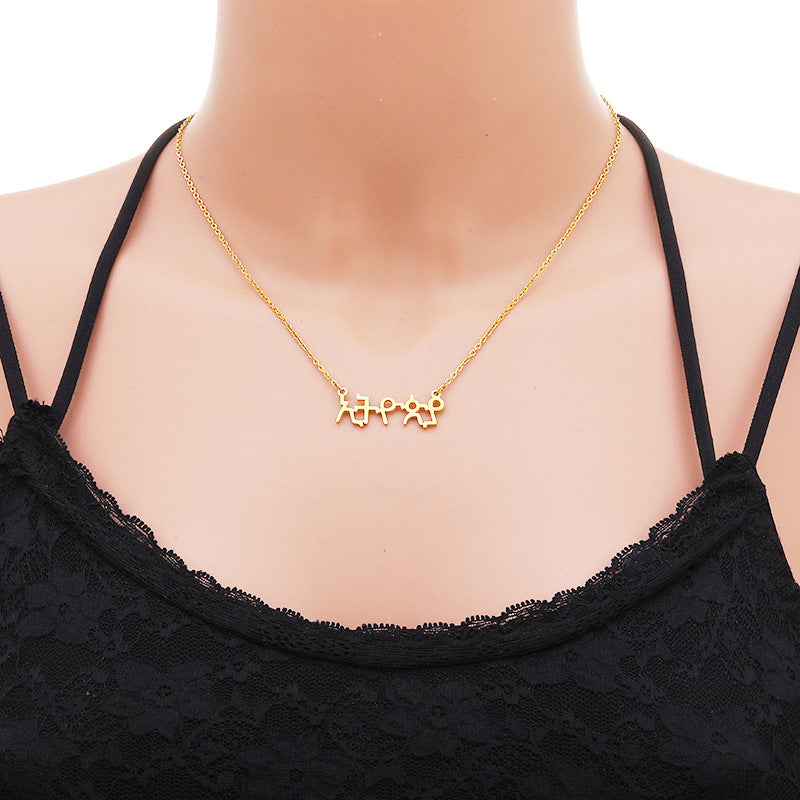 Collar colgante geométrico de estilo étnico para mujer de acero inoxidable con acabado chapado