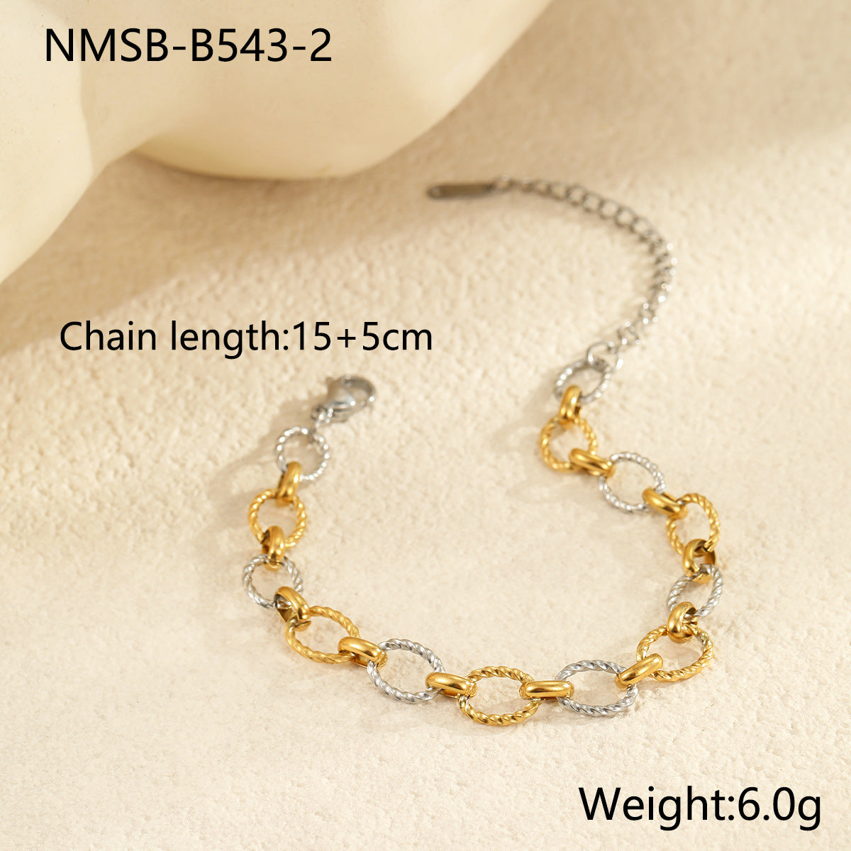 Fashionable Geometric Stainless Steel Plated 18K Gold Bracelet Necklace for Women