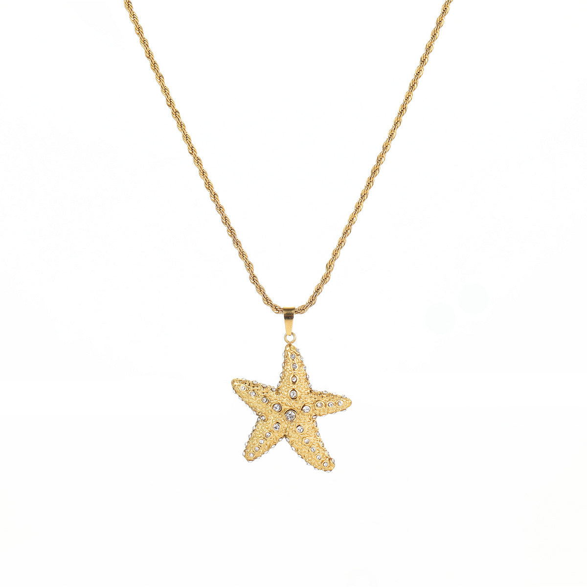 Set di collana, orecchini e anello a forma di cuore in acciaio inossidabile, con stella marina, placcato, gioielli da donna ispirati all'oceano