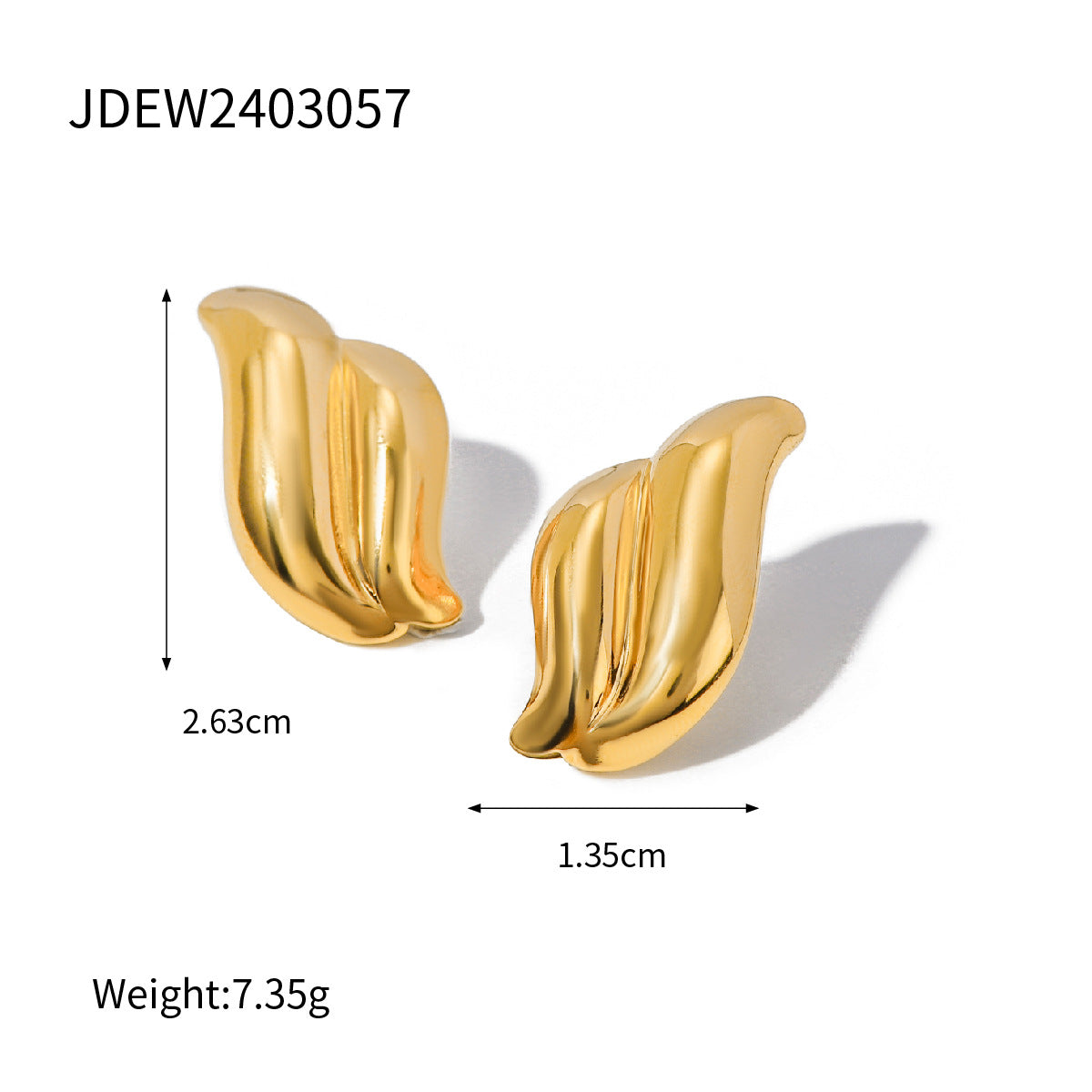 Vintage Minimalist Geometric Stainless Steel Stud Earrings with Polished Wing Design for Women