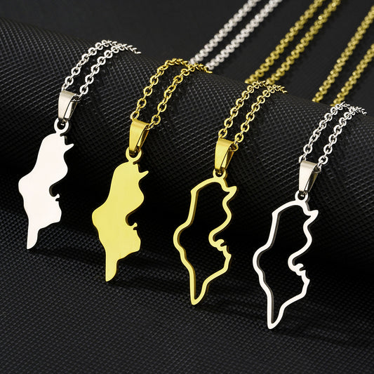 Minimalist Geometric Titanium Steel Plated Pendant Necklace for Unisex with O-Chain