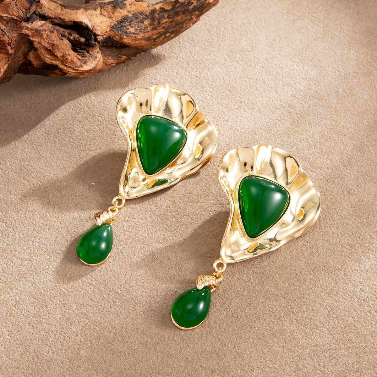 Vintage Luxury Teardrop Geometric Zinc Alloy Plated Gemstone Earrings for Women