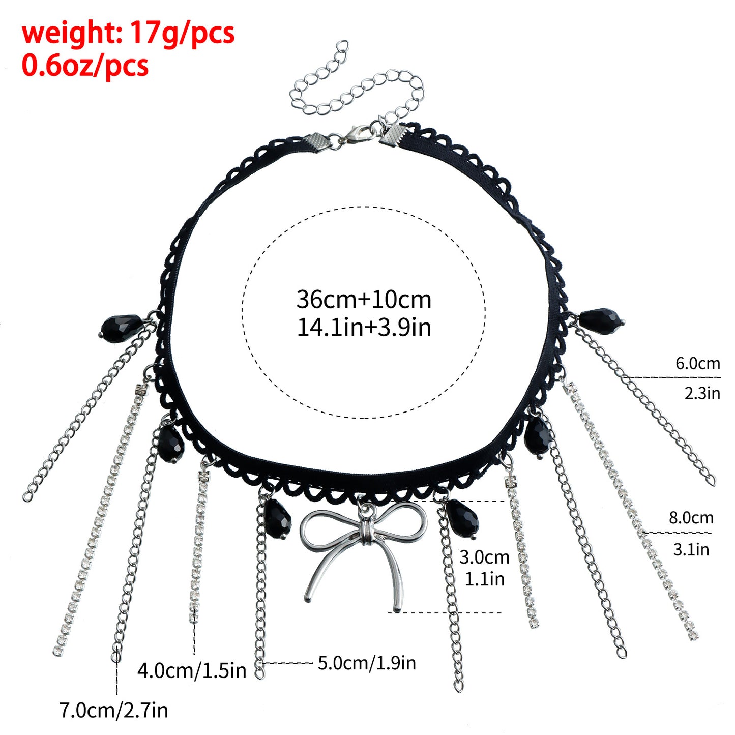 Dark Gothic Ribbon Bow Pendant Necklace for Women with Plated Alloy Charm and Delicate Clavicle Chain