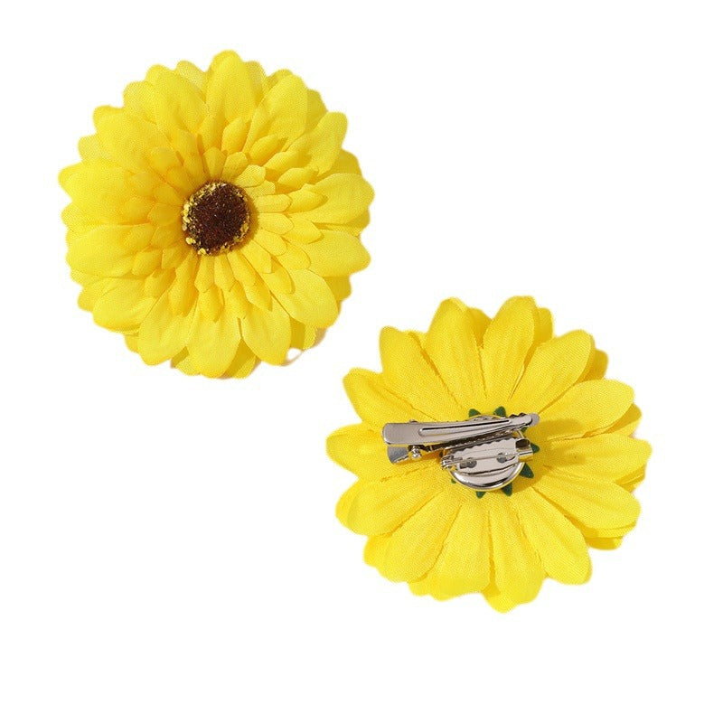Fermaglio per capelli con margherita 3D giallo minimalista per ragazze