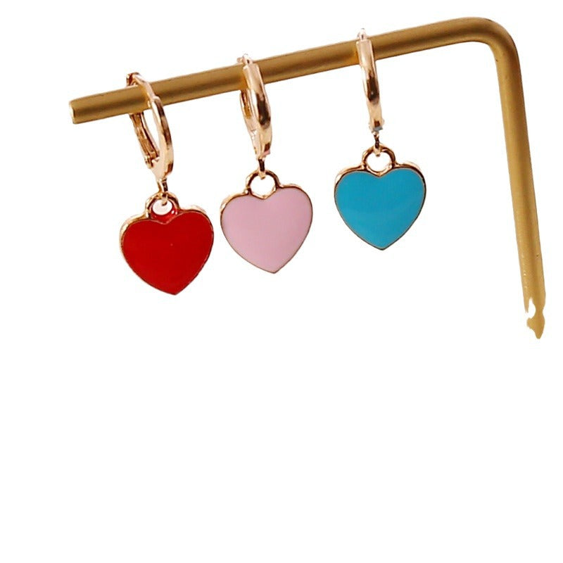 Orecchini a perno da donna in lega con gocce a cuore, minimalisti ed eleganti