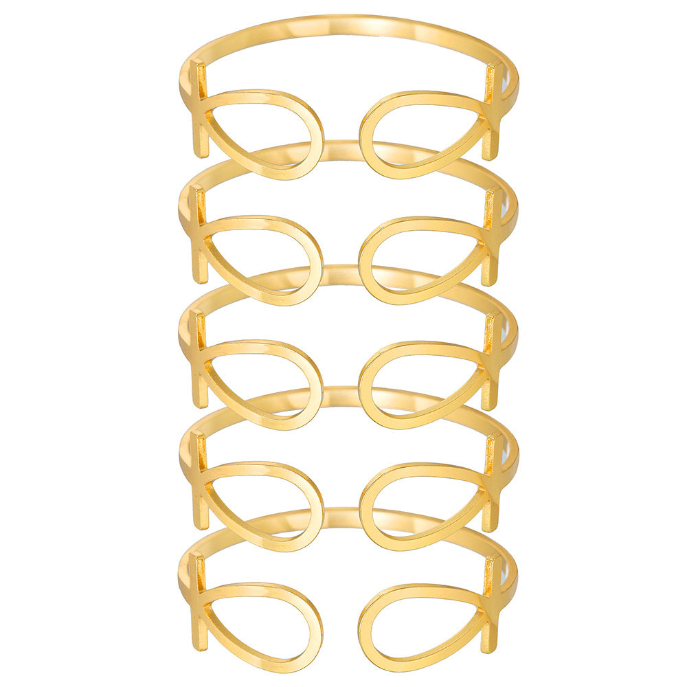 Geometric Cross Plated Stainless Steel C-Shape Open Adjustable Bracelet