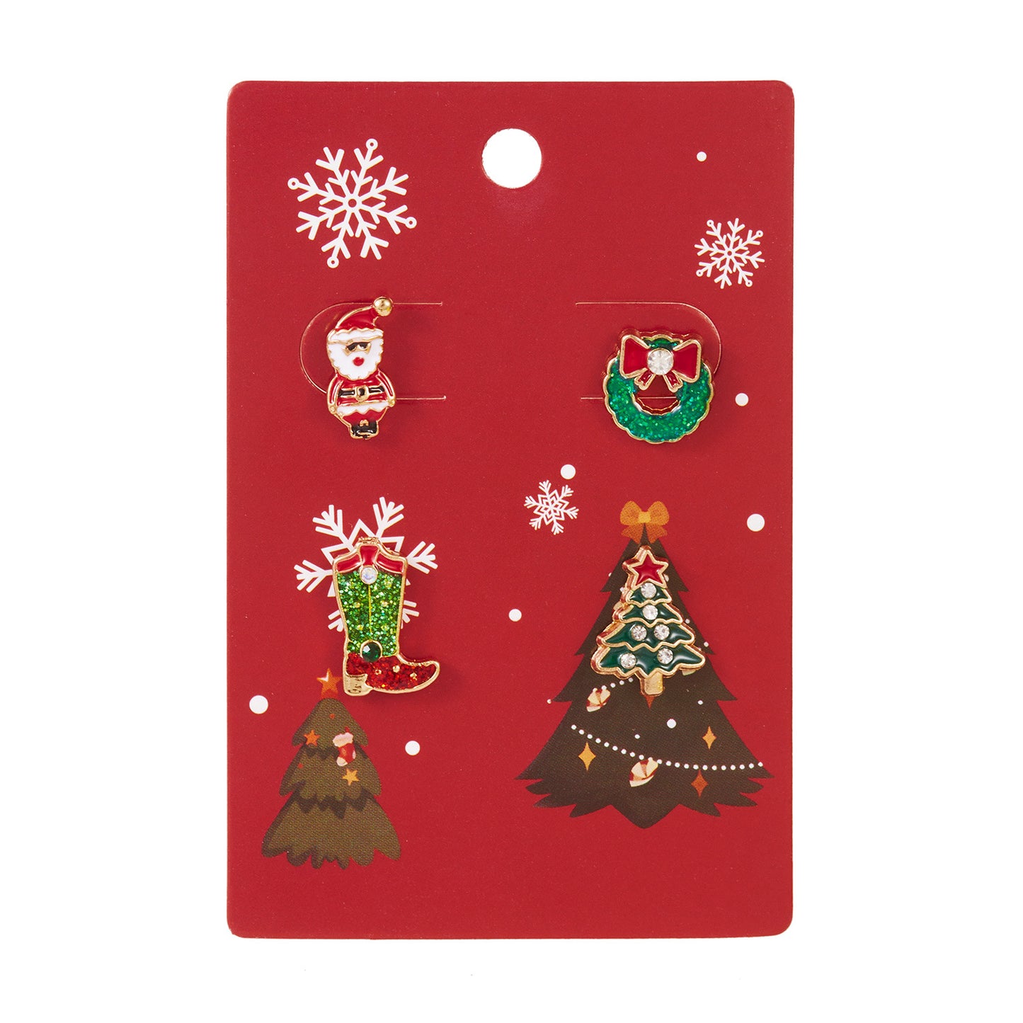 Orecchini a perno natalizi a forma di fiocco di neve e Babbo Natale dal design originale per donna in lega elettrolitica, set di gioielli per le feste