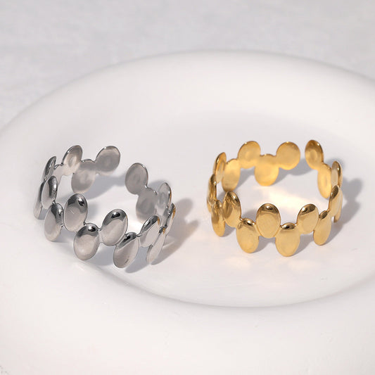 Anillo Abierto Minimalista Geométrico de Puntos Bañado en Oro de 18K de Acero Inoxidable Joyería de Moda para Mujer