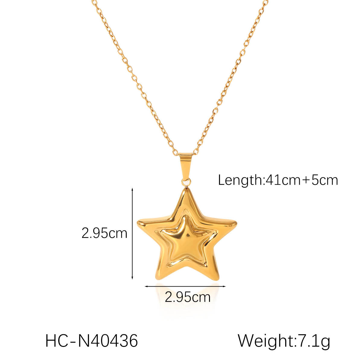 Collana Minimalista da Donna in Acciaio Inossidabile a Forma di Stella con Ciondolo in Acciaio al Titanio e Finitura Placcata