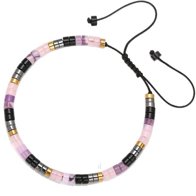 Minimalist Geometric Round Crystal Handmade Woven Bracelet Unisex Stress Relief Gift