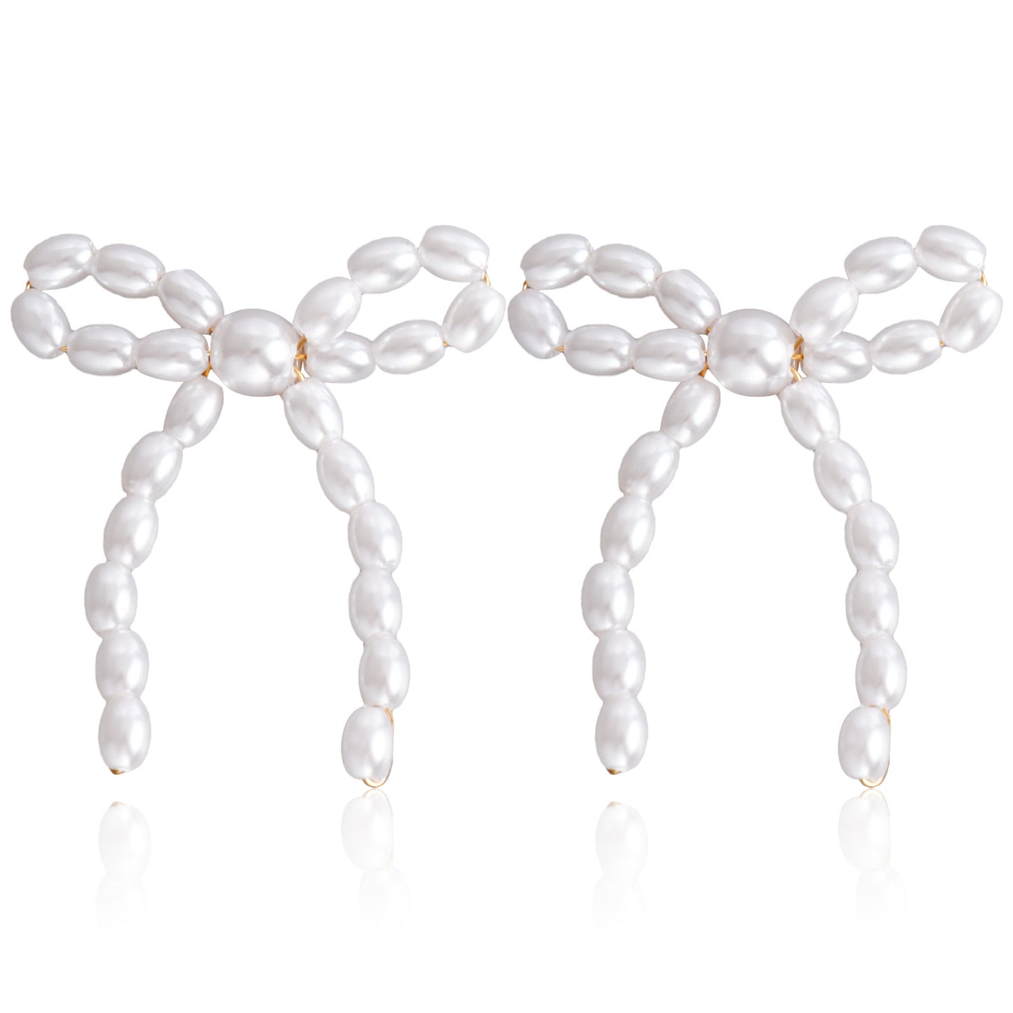 Pendientes Vintage Tejidos a Mano con Forma de Lazo Estilo Perla para Mujer con Acabado Chapado