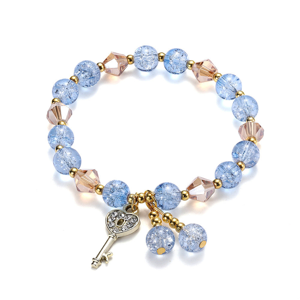 Geometric Key Crystal Glass Polished Bracelet for Women