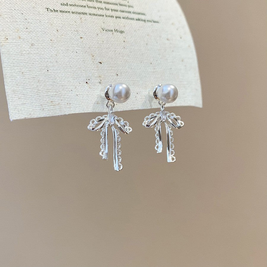Pendientes de perlas geométricos para mujer con detalles de circonitas, postes de acero galvanizado, estilo retro lujoso y elegante para otoño e invierno