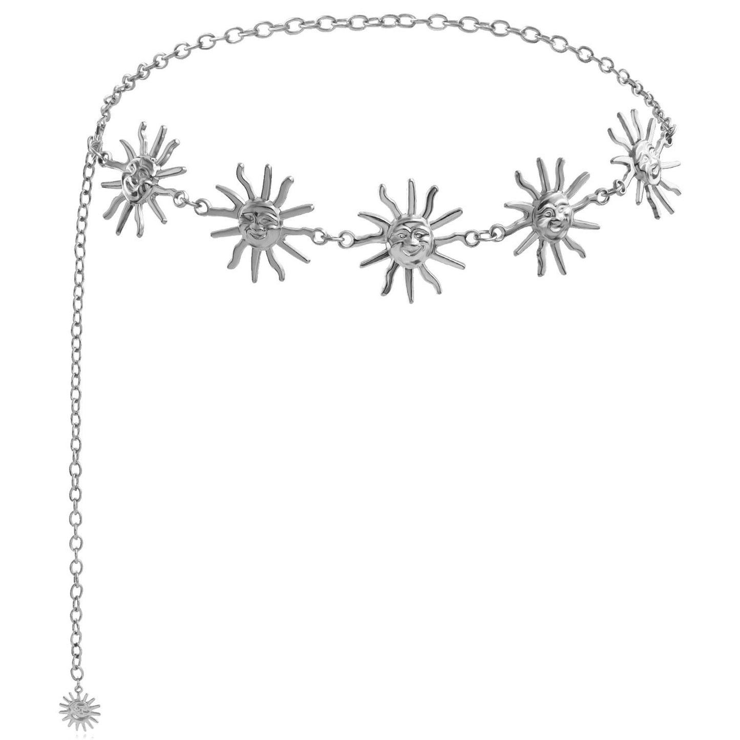 Punk Streetwear Sun Moon Metal Body Chain for Women