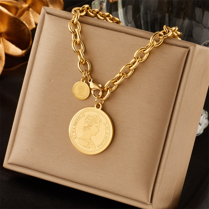 Collar de Moda de Inspiración Vintage para Mujer con Diseño de Capas Irregulares, Cadena de Serpiente de Acero de Titanio con Motivos de Luna y Estrella
