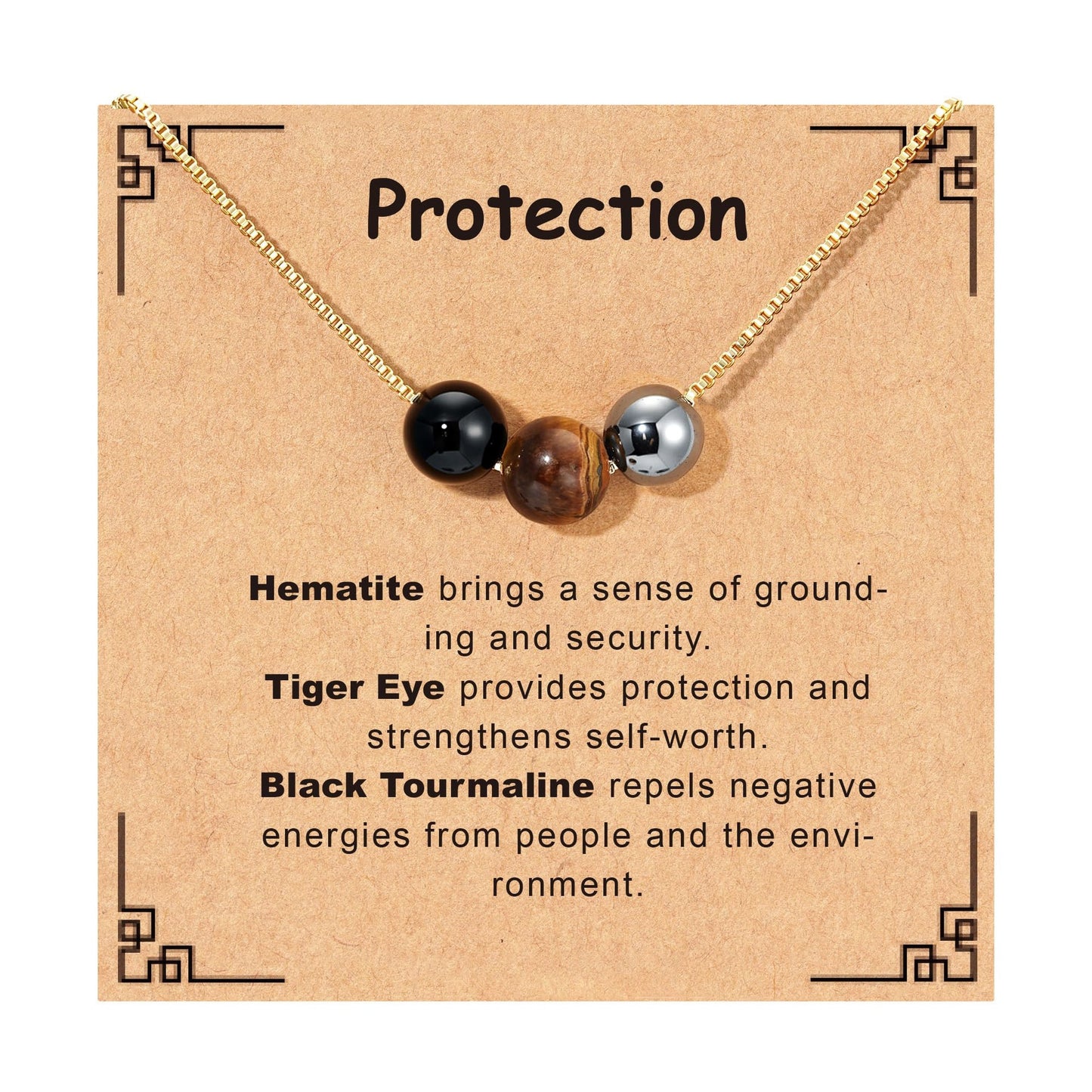 Casual Geometric Natural Stone Beaded Necklace Stainless Steel Adjustable Choker for Unisex