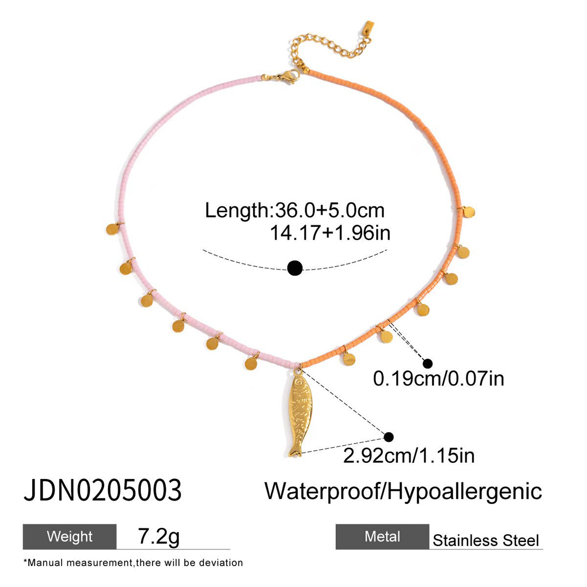 Fish Shape Titanium Steel Pendant Stainless Steel Plated Necklace and Earring Set for Women