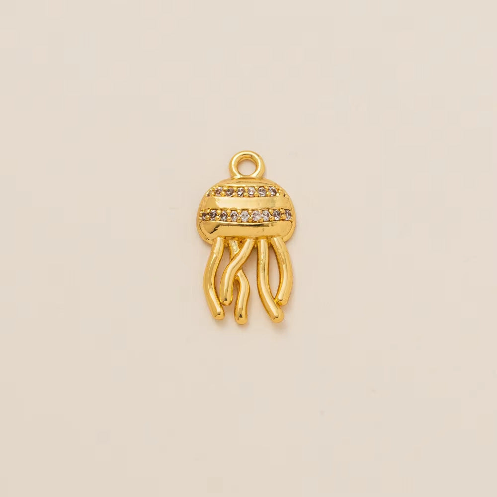 Deliziosa Collana con Ciondolo a Forma di Cuore Geometrico Animale in Ottone Placcato Oro 14K con Goccioline d'Olio
