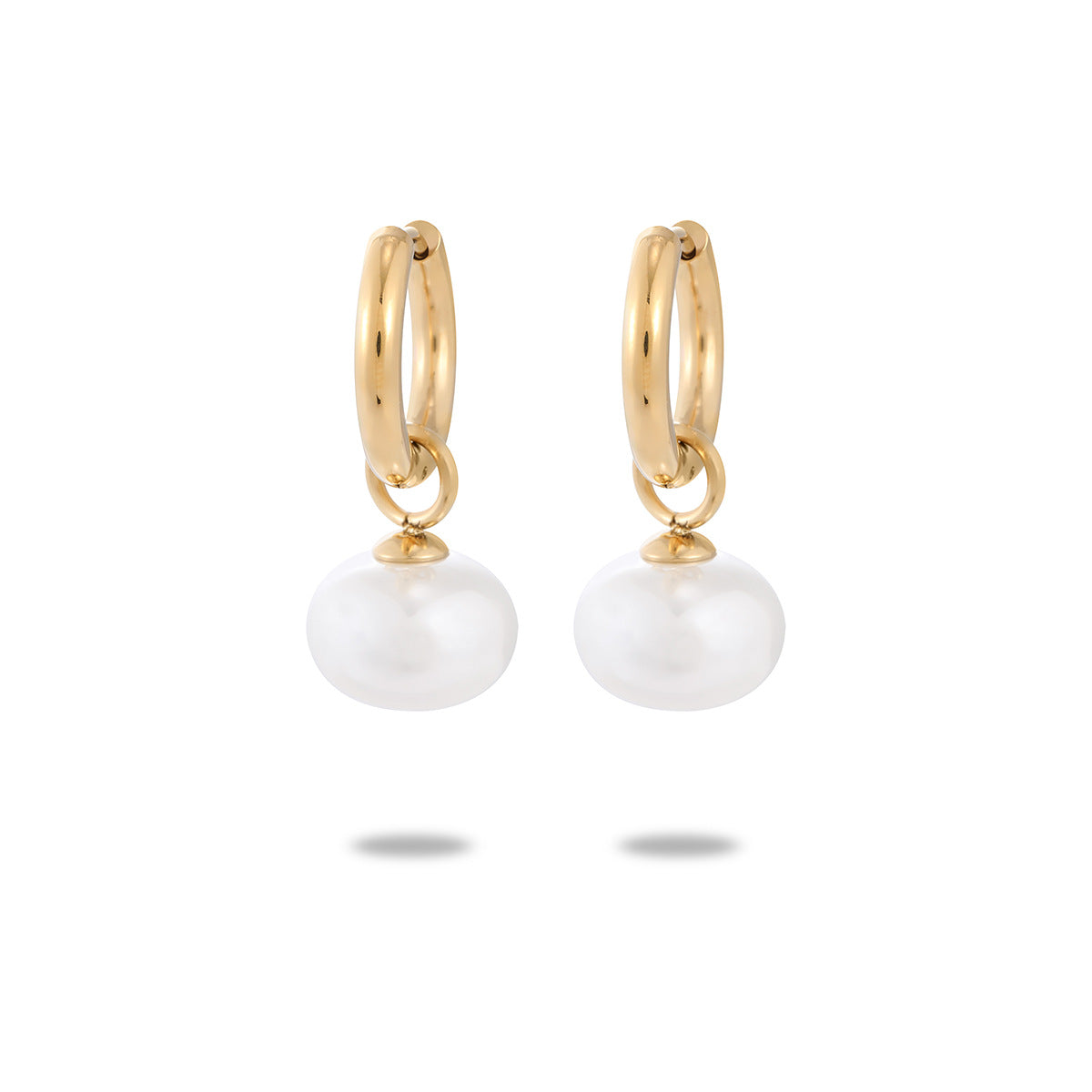 Orecchini da donna in acciaio inossidabile geometrici lussuosi e minimalisti con placcatura in oro e dettagli in perle