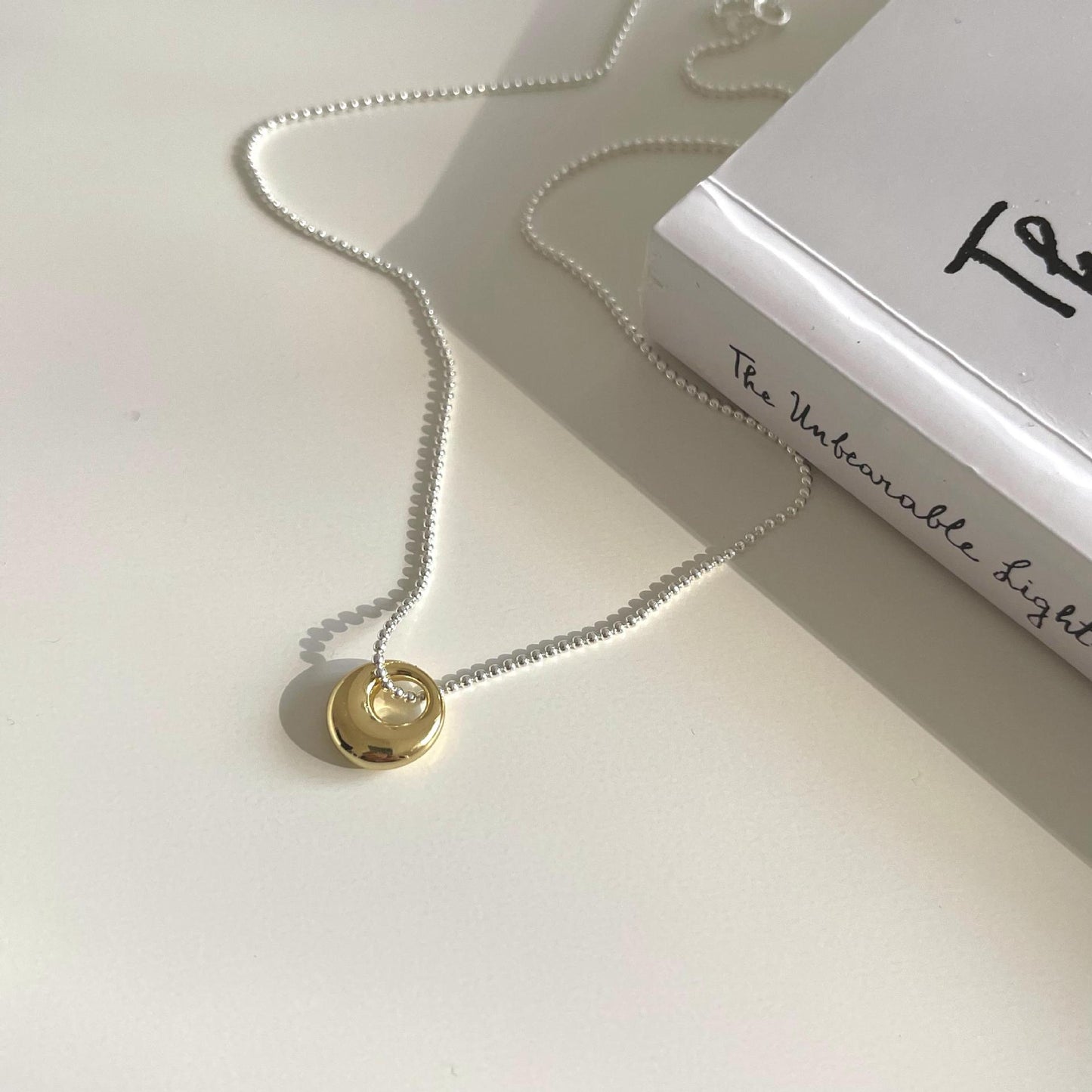 Minimalist 925 Sterling Silver Oval Geometric Necklace