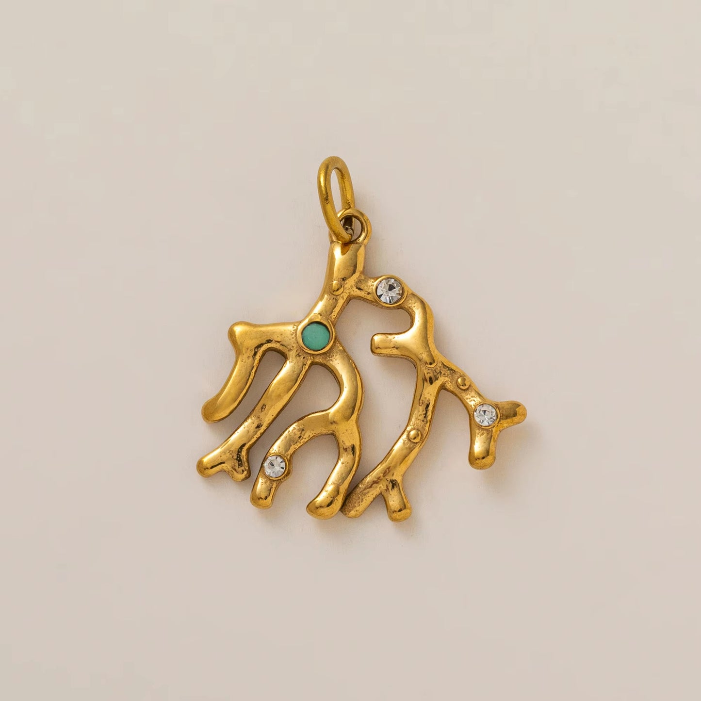 Vintage 18K Gold Plated Stainless Steel Pendant Charm Bar for Women