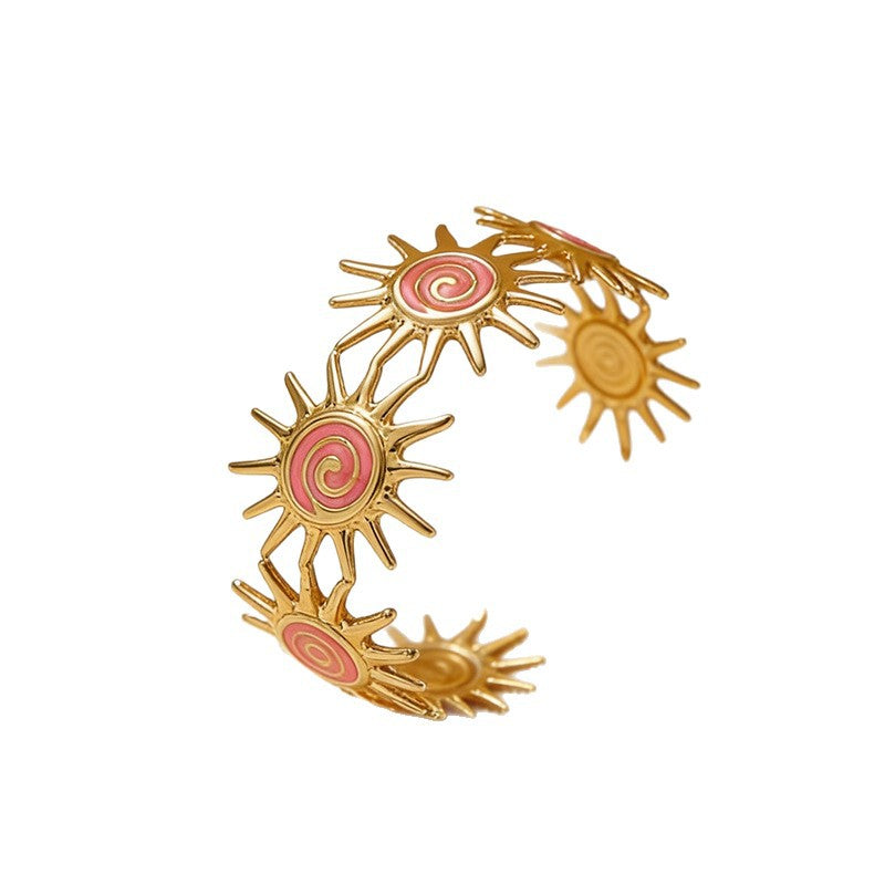 Elegant Stainless Steel Sun Turbine Drip Oil Enamel Bracelet